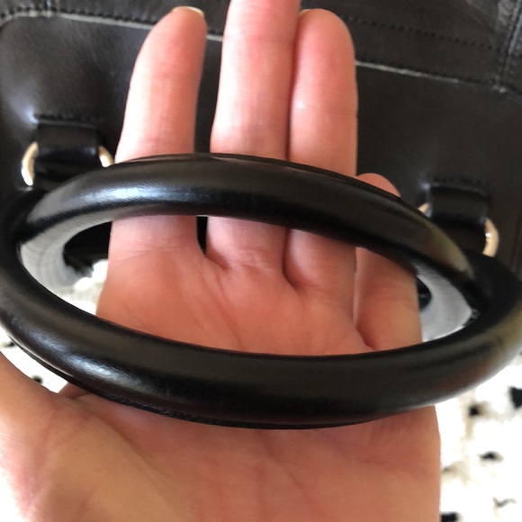 Tignanello Authentic black magnetic shoulder bag. 13 x 10 1/2. Tassels. EUC - Picture 8 of 8